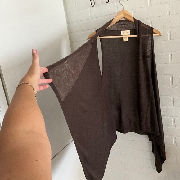 Anthropologie x Shae Knit Sweater vest Open Cardigan Brown Silk Cashmere Sz XS - Picture 9 of 12